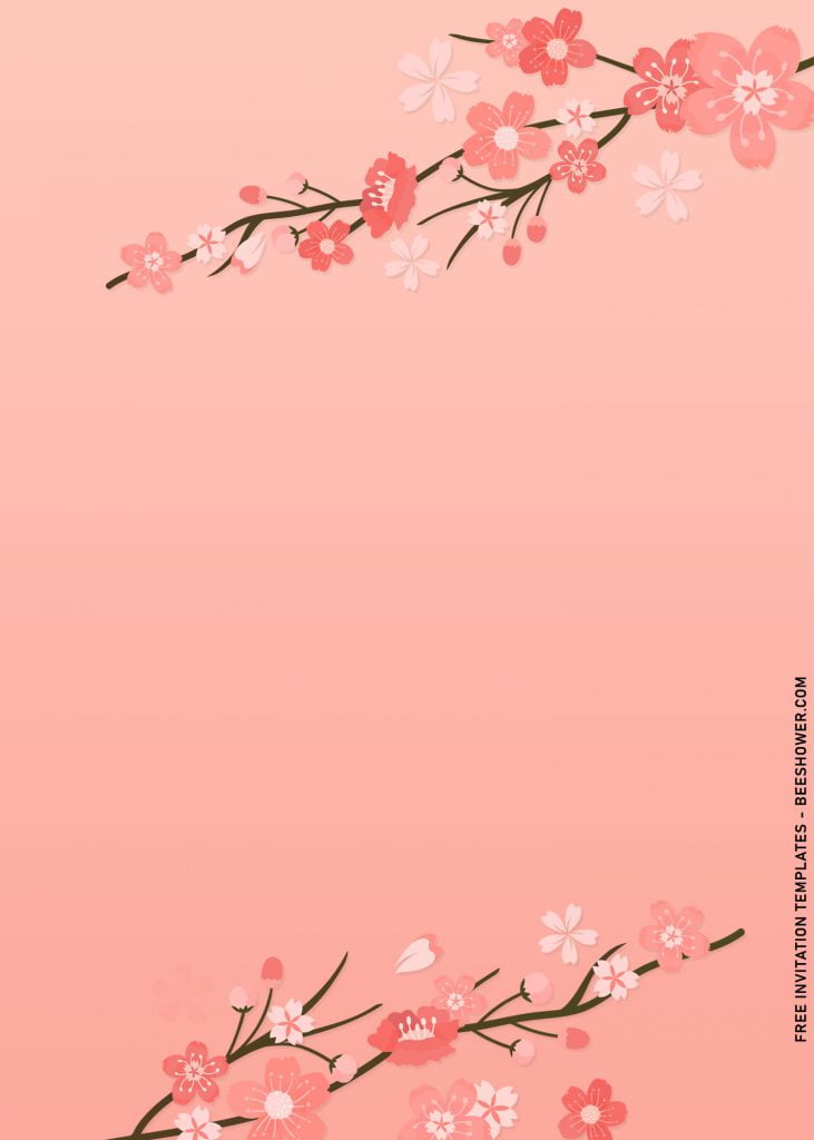 7+ Gorgeous Cherry Blossom Baby Shower Invitation Templates with blush pink background