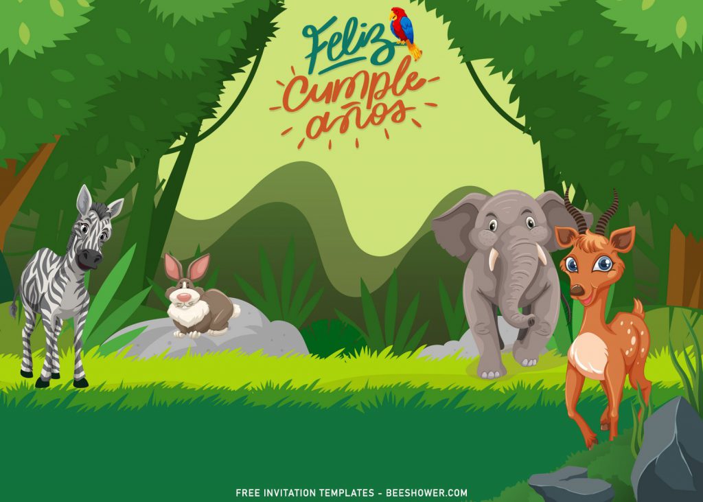 8+ Cute Jungle Birthday Invitation Templates To Celebrate Your Kid’s Birthday with elephant