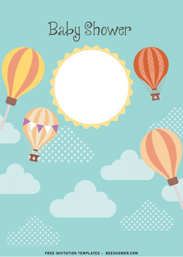9+ Watercolor Hot Air Balloons Birthday Invitation Templates and has portrait orientation design