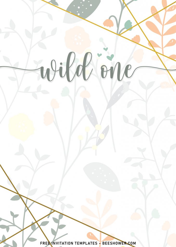 9+ Geometric Greenery Themed Baby Shower Invitation Templates with gold glitter geoemetric frame