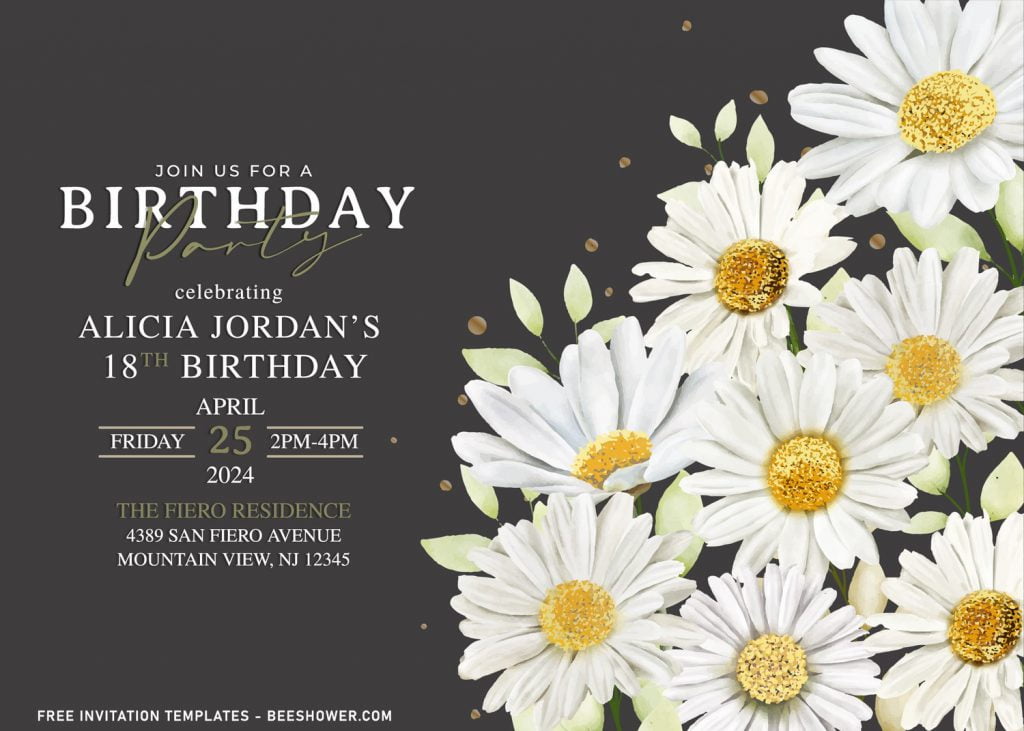 7+ Soft Autumn Floral Birthday Invitation Templates With Bright Chrysanthemum