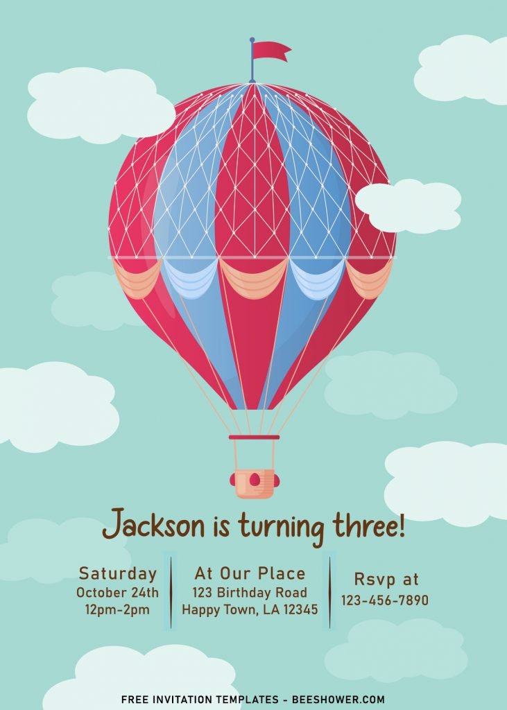 7+ Watercolor Hot Air Balloons Birthday Invitation Templates