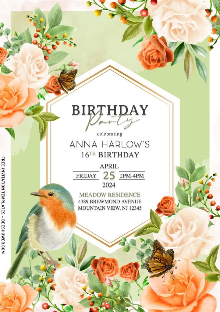 8+ Beautiful Garden Birthday Invitation Templates With Bird And Butterfly