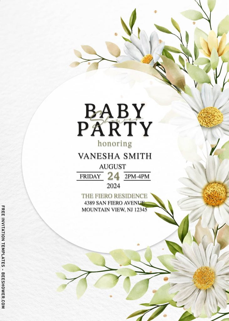 8+ Bright White And Yellow Chrysanthemum Baby Shower Invitation Templates