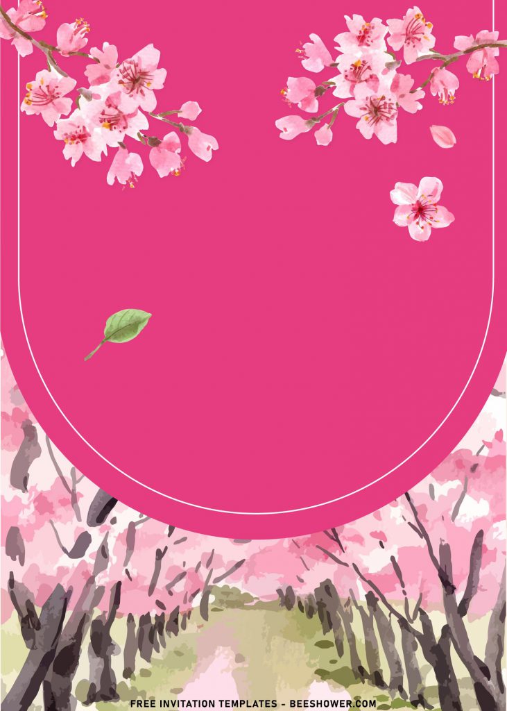 8+ Chic Watercolor Cherry Blossom Birthday Invitation Templates with gorgeous blush pink Sakura