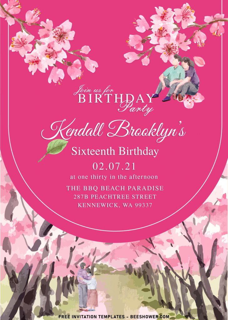 8+ Chic Watercolor Cherry Blossom Birthday Invitation Templates