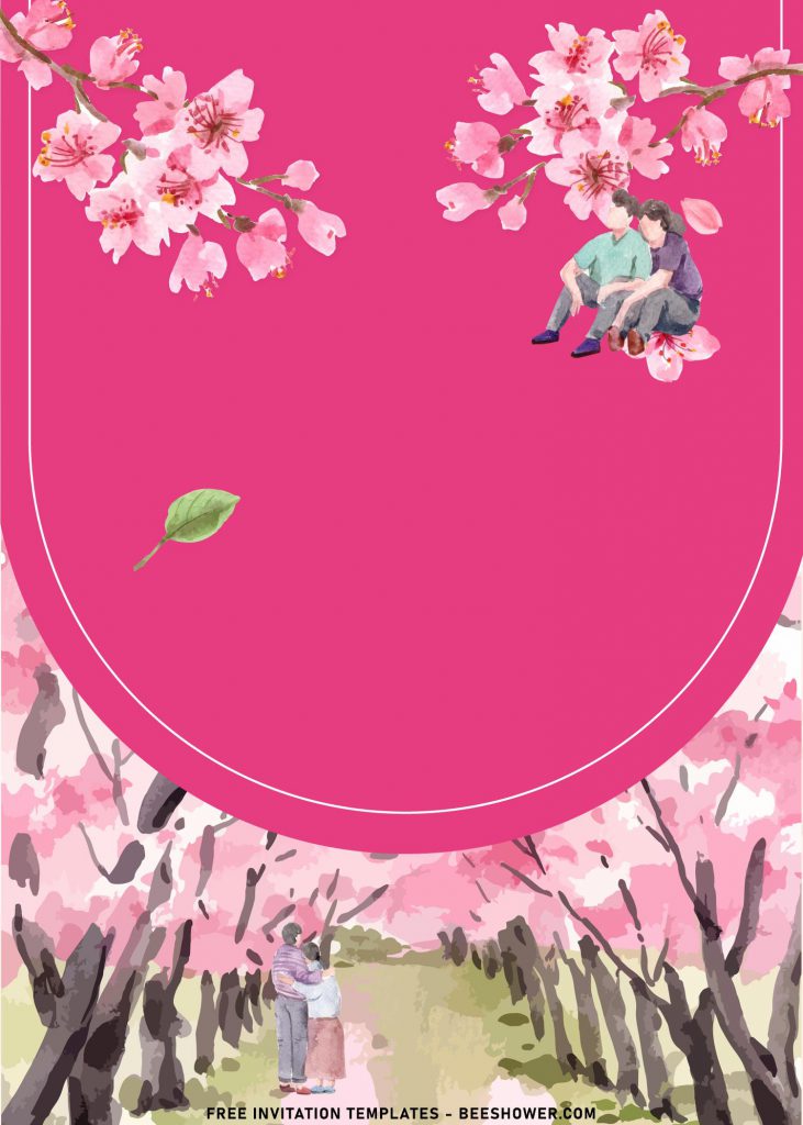 8+ Chic Watercolor Cherry Blossom Birthday Invitation Templates with beautiful line of Sakura Trees