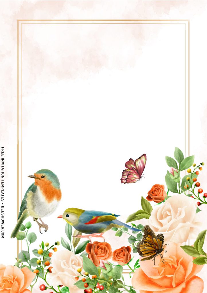 8+ Beautiful Garden Birthday Invitation Templates With Bird And Butterfly with watercolor bird chirping