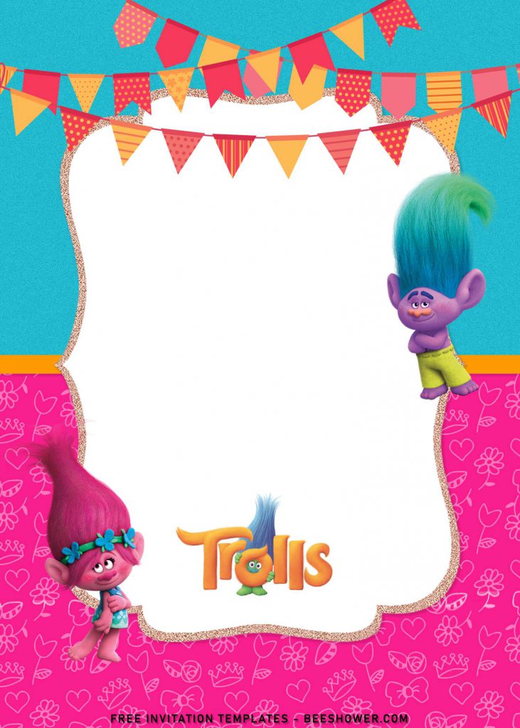 8+ Adorable Trolls Birthday Invitation Templates For Your Kid’s Birthday with Cute Poppy 
