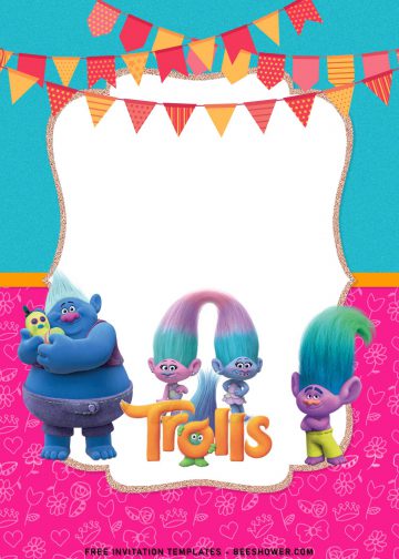 8+ Adorable Trolls Birthday Invitation Templates For Your Kid’s ...