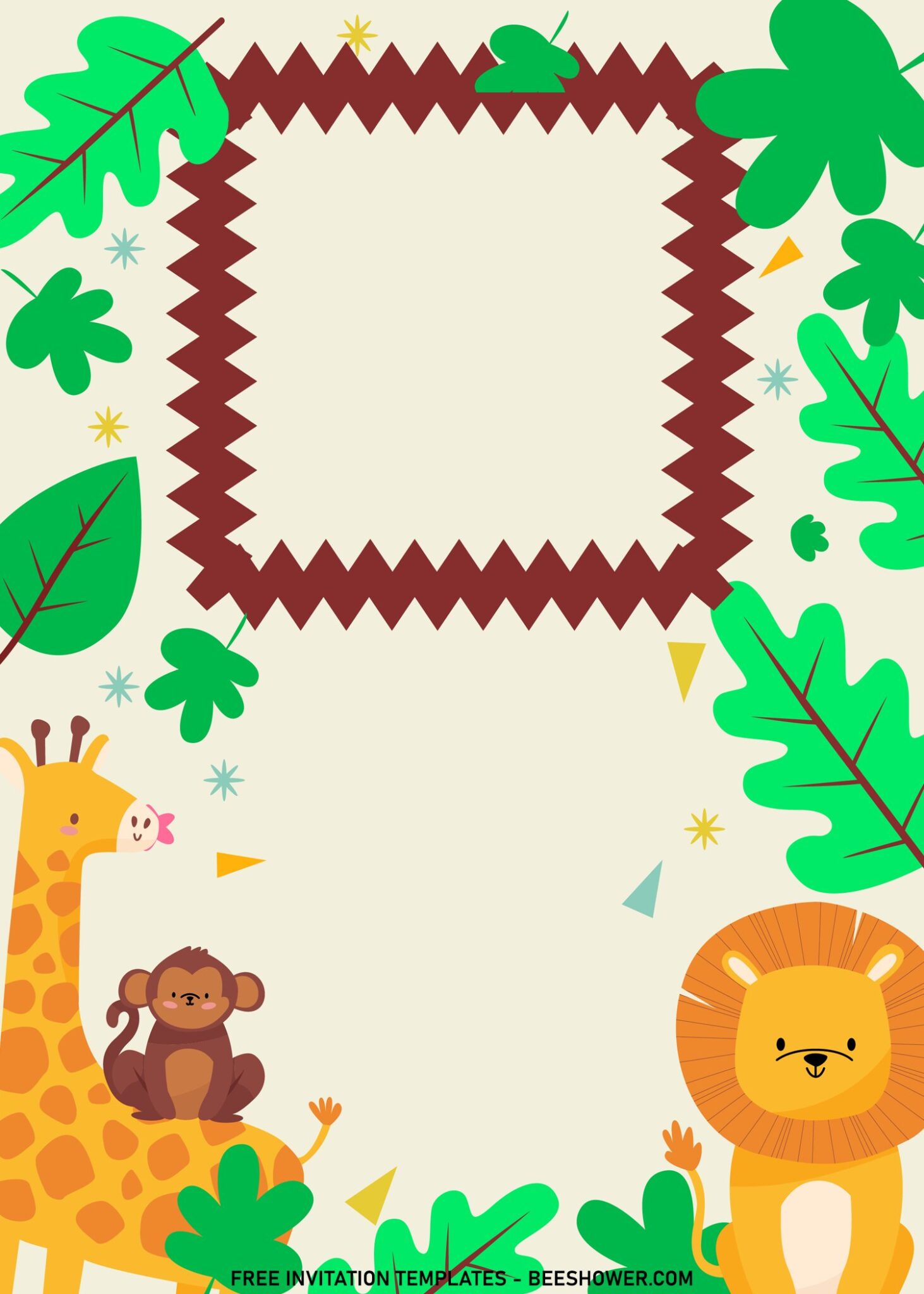 10+ Cute Safari Baby Animals Birthday Invitation Templates For Your ...