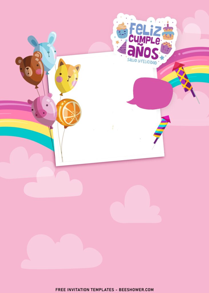11+ Cute Girl Birthday Invitation Templates With Birthday Balloons with pink background