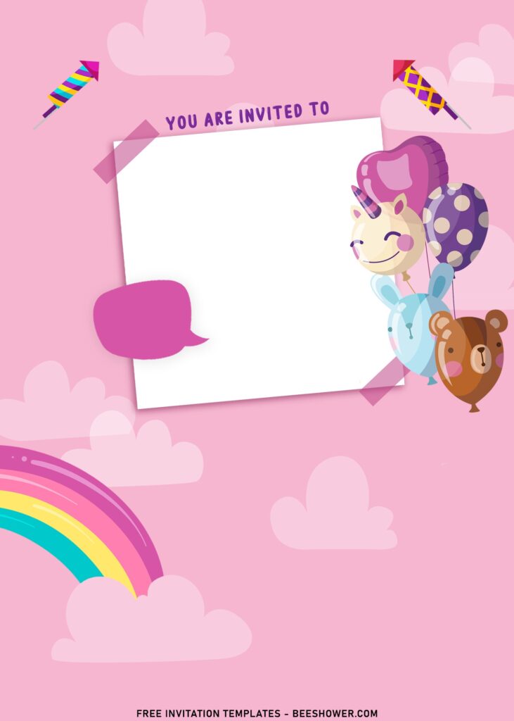 11+ Cute Girl Birthday Invitation Templates With Birthday Balloons with photo frame
