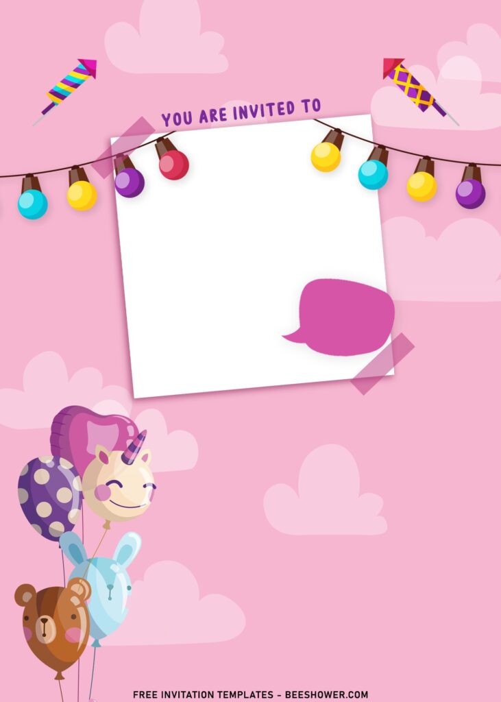 11+ Cute Girl Birthday Invitation Templates With Birthday Balloons with cute heart shaped balloons