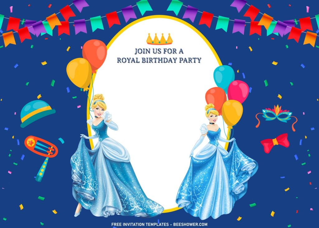 11+ Sparkling Cinderella Birthday Invitation Templates For Your Kid's Birthday with beautiful Cinderella in her sparkling dress