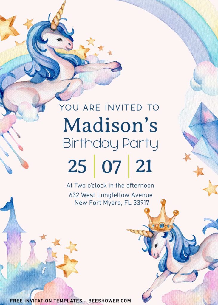 11+ Princess Rainbow And Unicorn Birthday Invitation Templates
