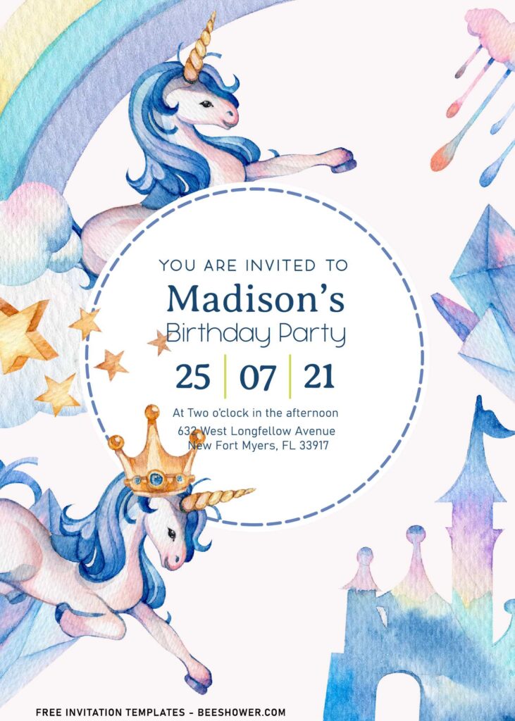 11+ Princess Rainbow And Unicorn Birthday Invitation Templates