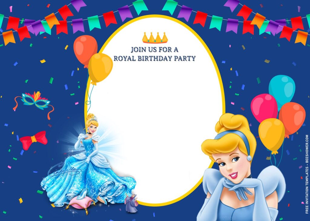 11+ Sparkling Cinderella Birthday Invitation Templates For Your Kid's Birthday with colorful sparkles