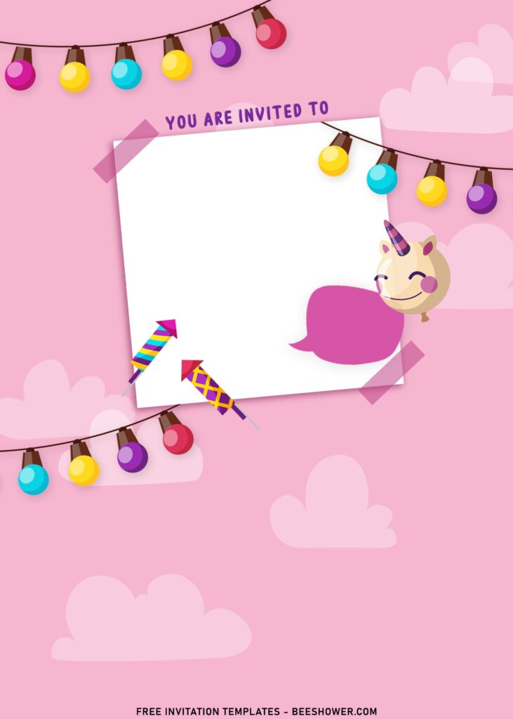 11+ Cute Girl Birthday Invitation Templates With Birthday Balloons with colorful bulb party garland