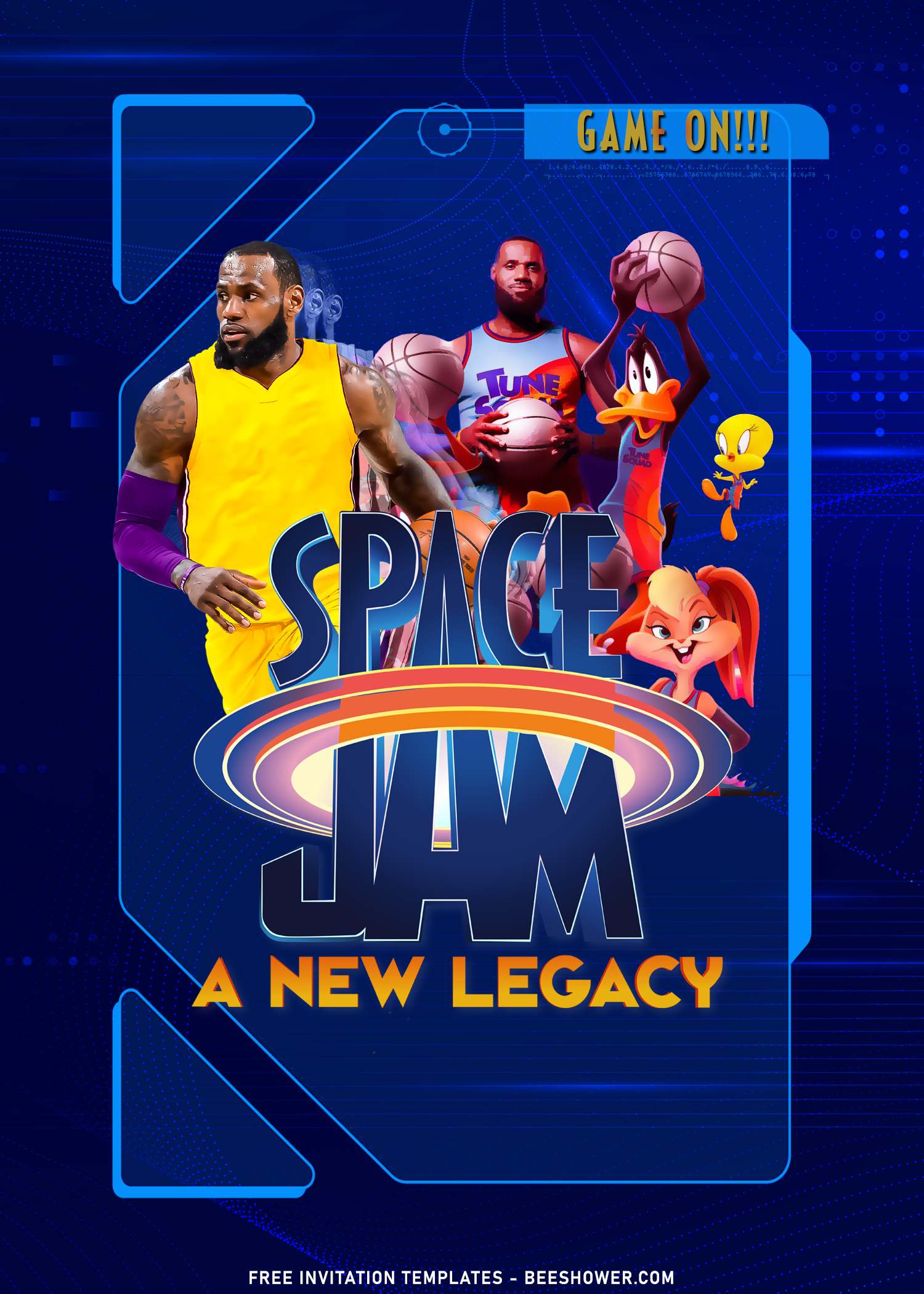 9+ Awesome Space Jam Birthday Invitation Templates For Kids Birthday ...