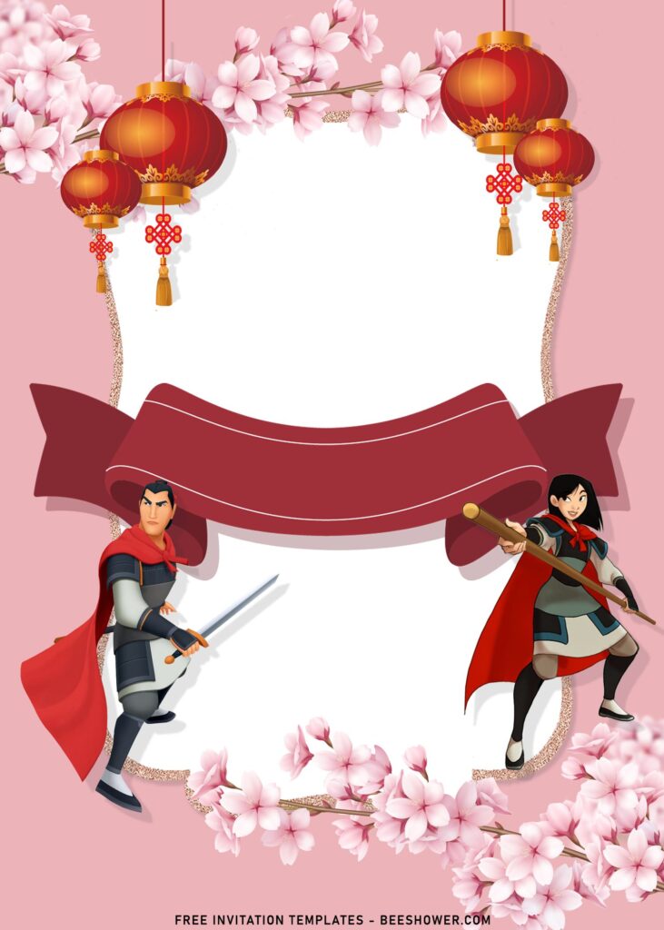 8+ Princess Mulan Birthday Invitation Templates with Pink Background
