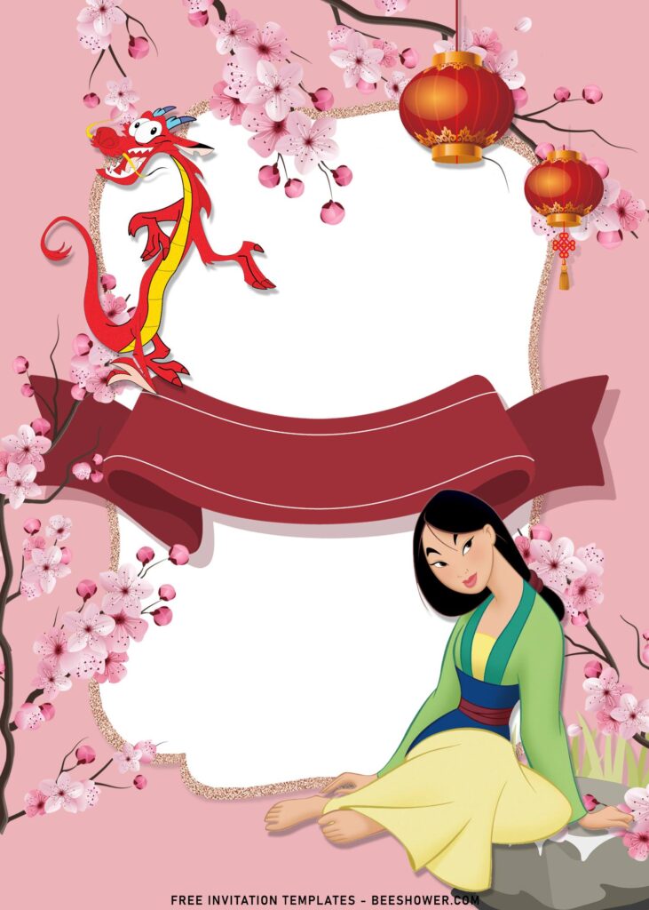 8+ Princess Mulan Birthday Invitation Templates with Mushu The Red Dragon