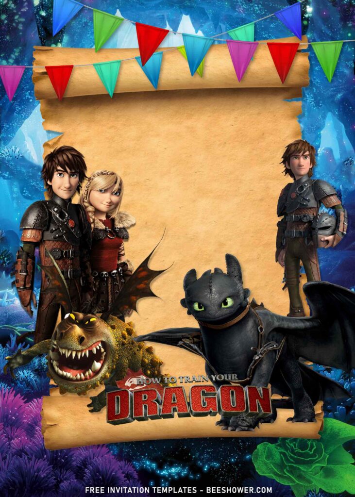 8+ How To Train Your Dragon Birthday Invitation Templates with Toothless and Hiccup