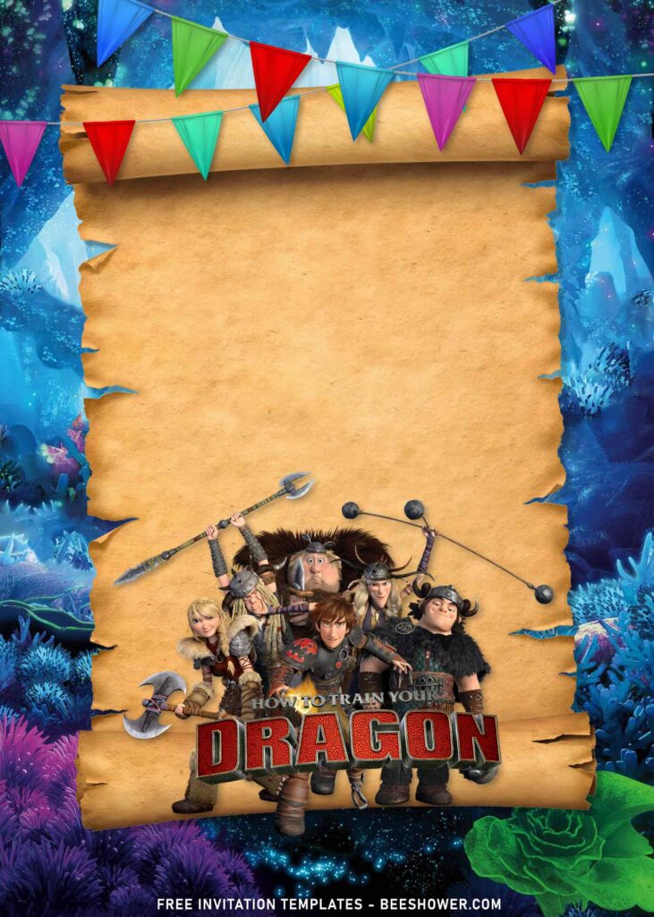 8+ How To Train Your Dragon Birthday Invitation Templates with Treasure or Scroll map