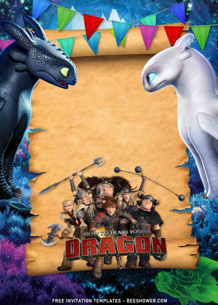 8+ How To Train Your Dragon Birthday Invitation Templates with Night Fury and Light Fury