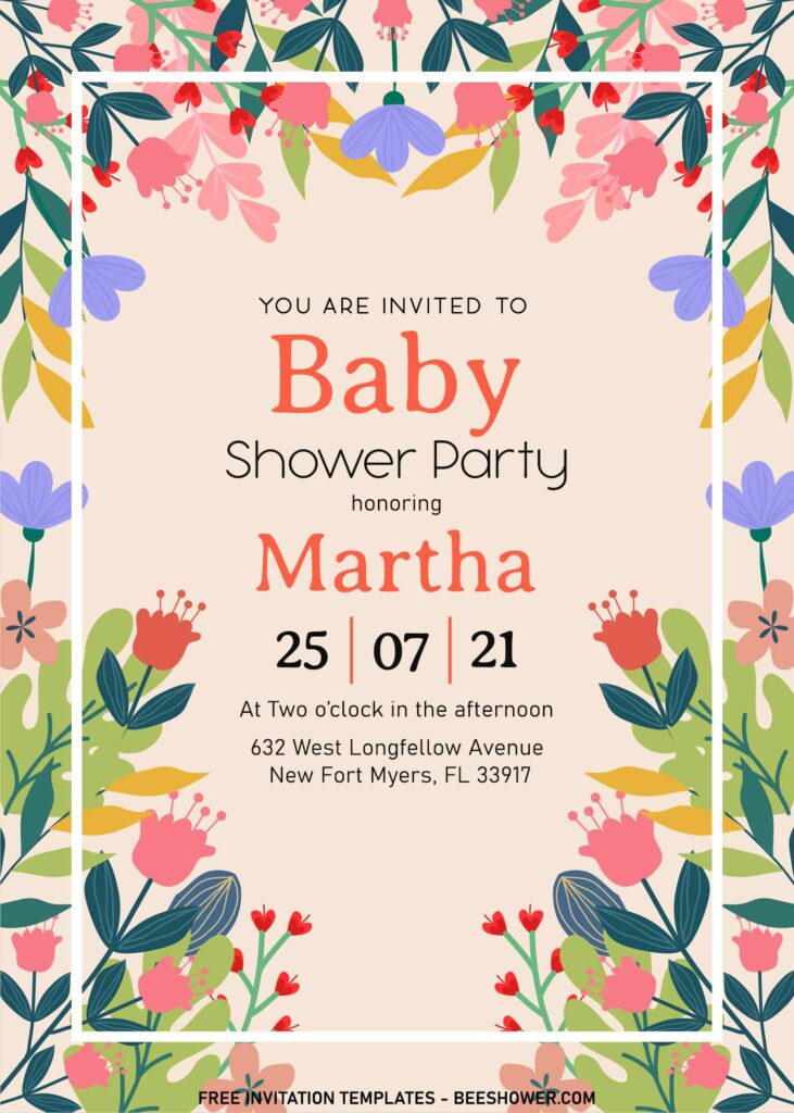 9+ Colorful Floral Baby Shower Invitation Templates with pastel floral painting