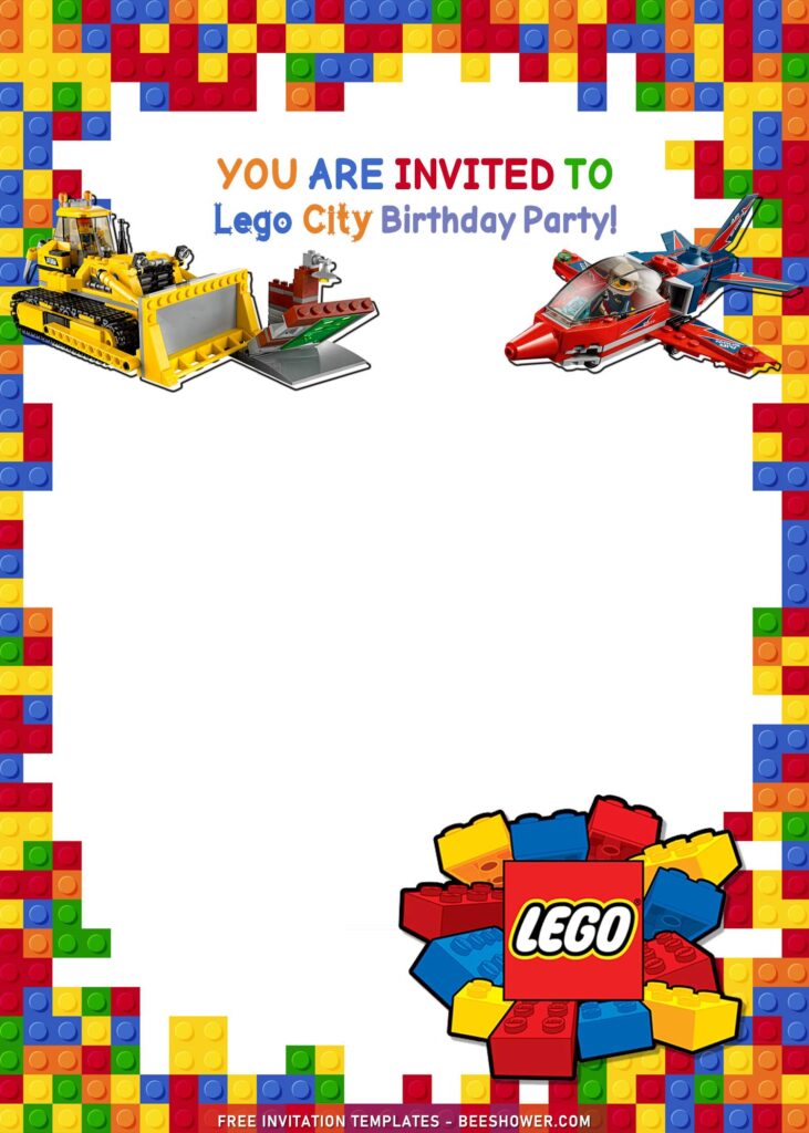 9+ Lego Birthday Invitation Templates For Kids Birthday Party with Lego Tractor