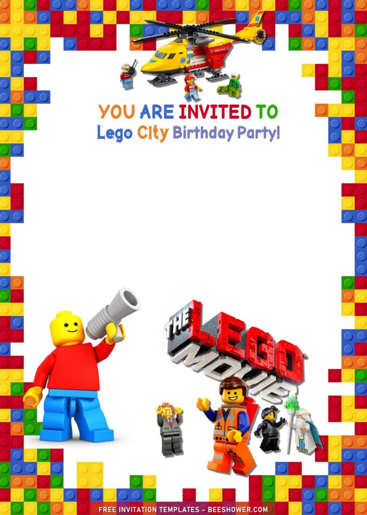 9+ Lego Birthday Invitation Templates For Kids Birthday Party with Lego Background