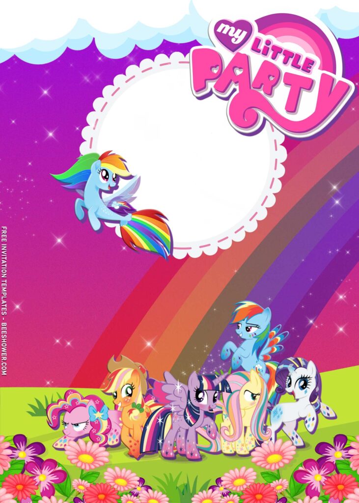 9+ Sparkling My Little Pony Birthday Invitation Templates with Fluttershy and Rainbow dash