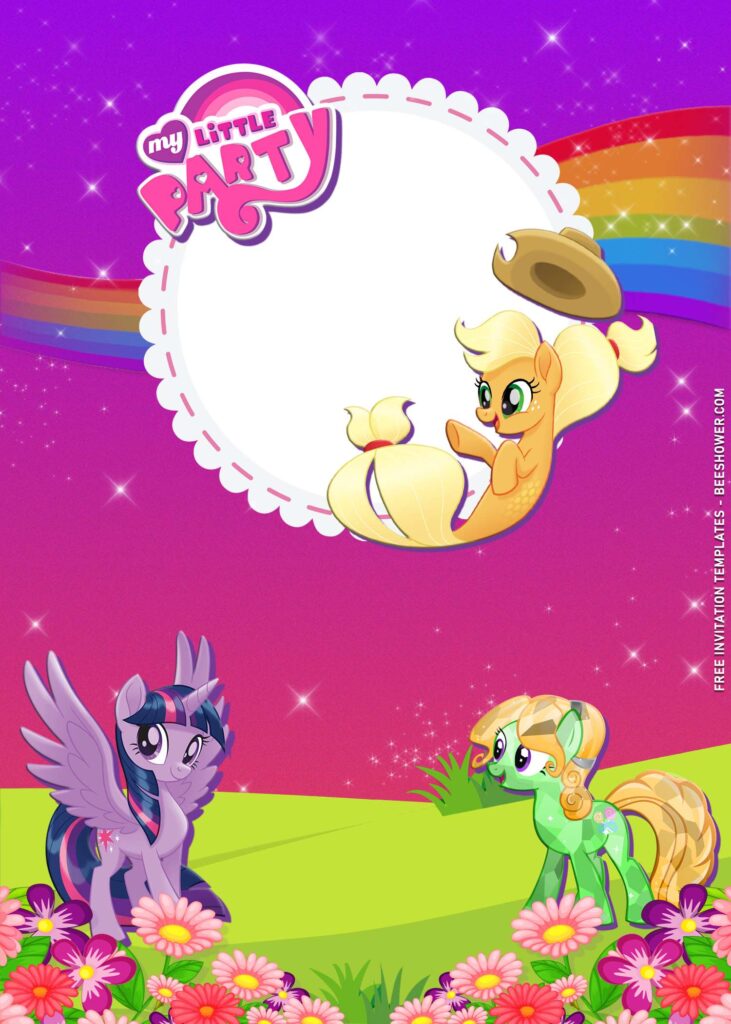 9+ Sparkling My Little Pony Birthday Invitation Templates with beautiful rainbow gradient background