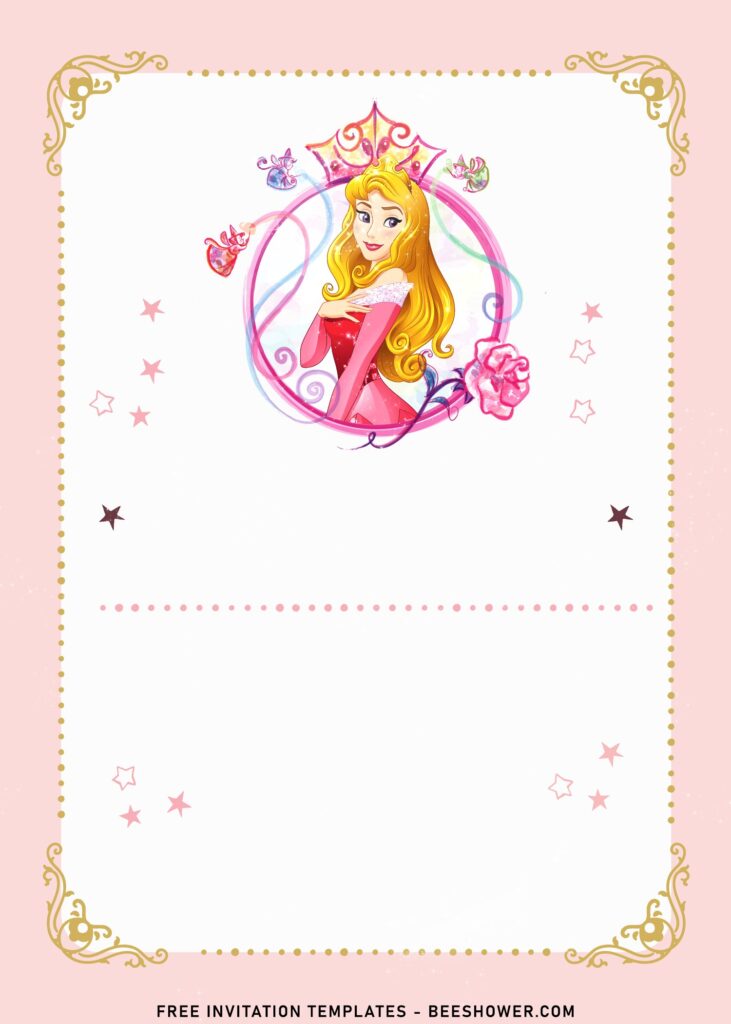 10+ Vintage Disney Princess Baby Shower Invitation Templates With Adorable Princess Aurora in Beautiful Frame