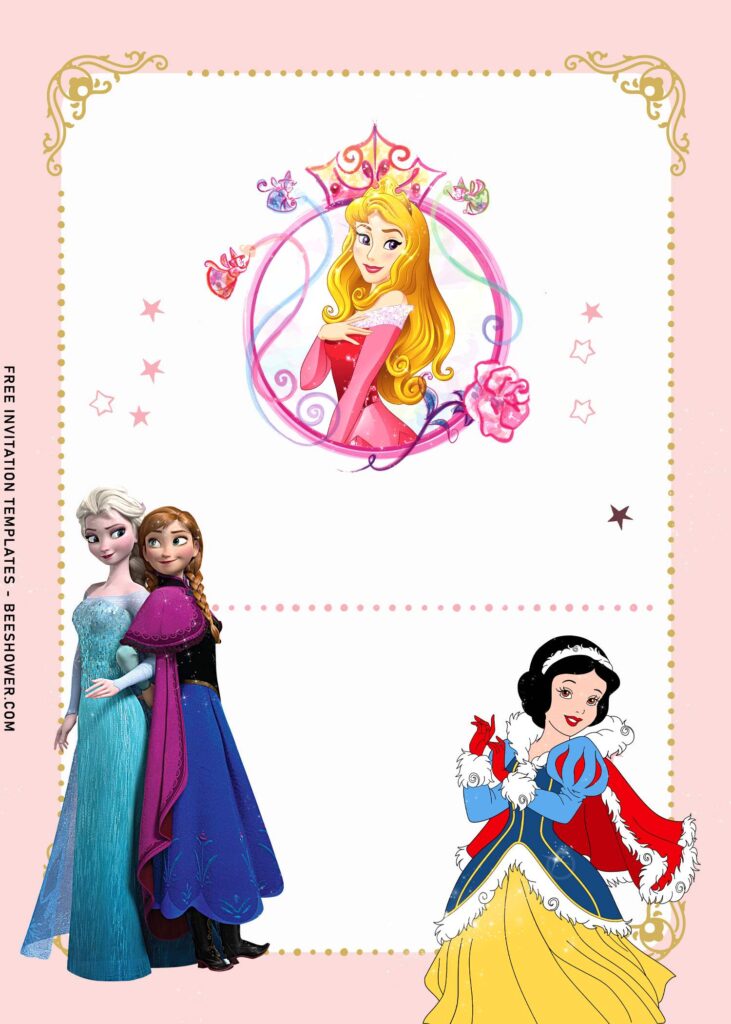 10+ Vintage Disney Princess Baby Shower Invitation Templates With Elsa, Anna And Snow White