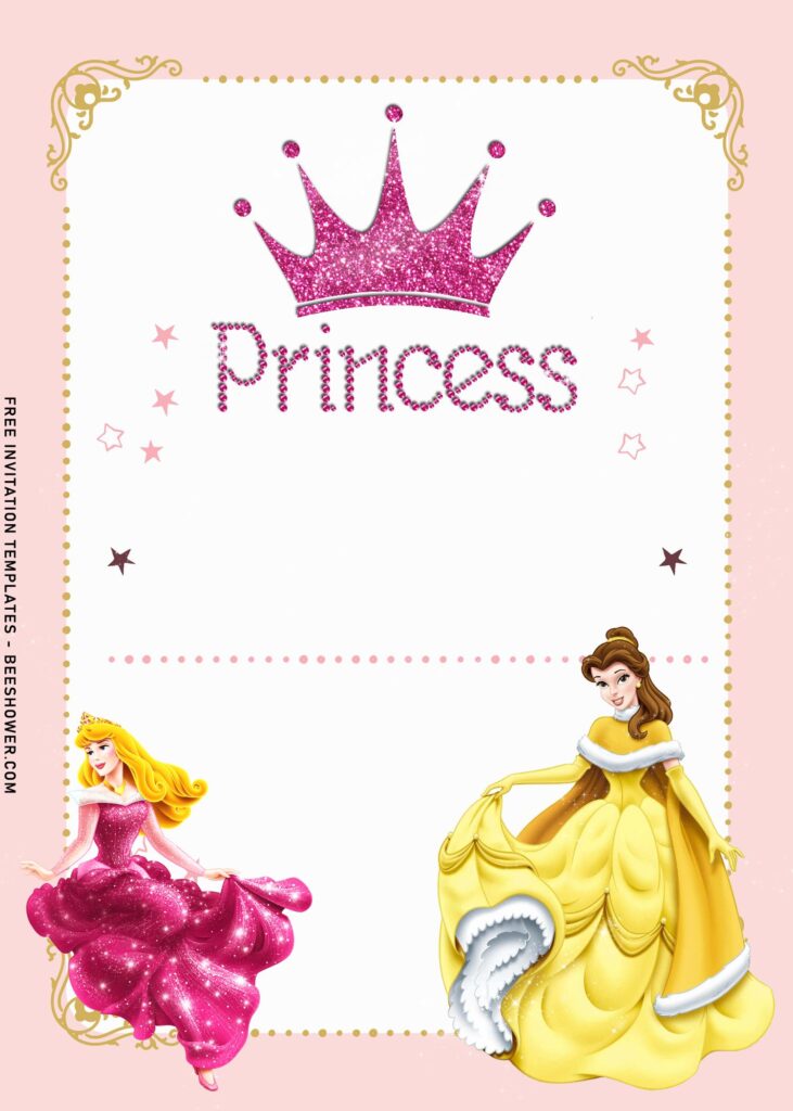10+ Vintage Disney Princess Baby Shower Invitation Templates With Belle