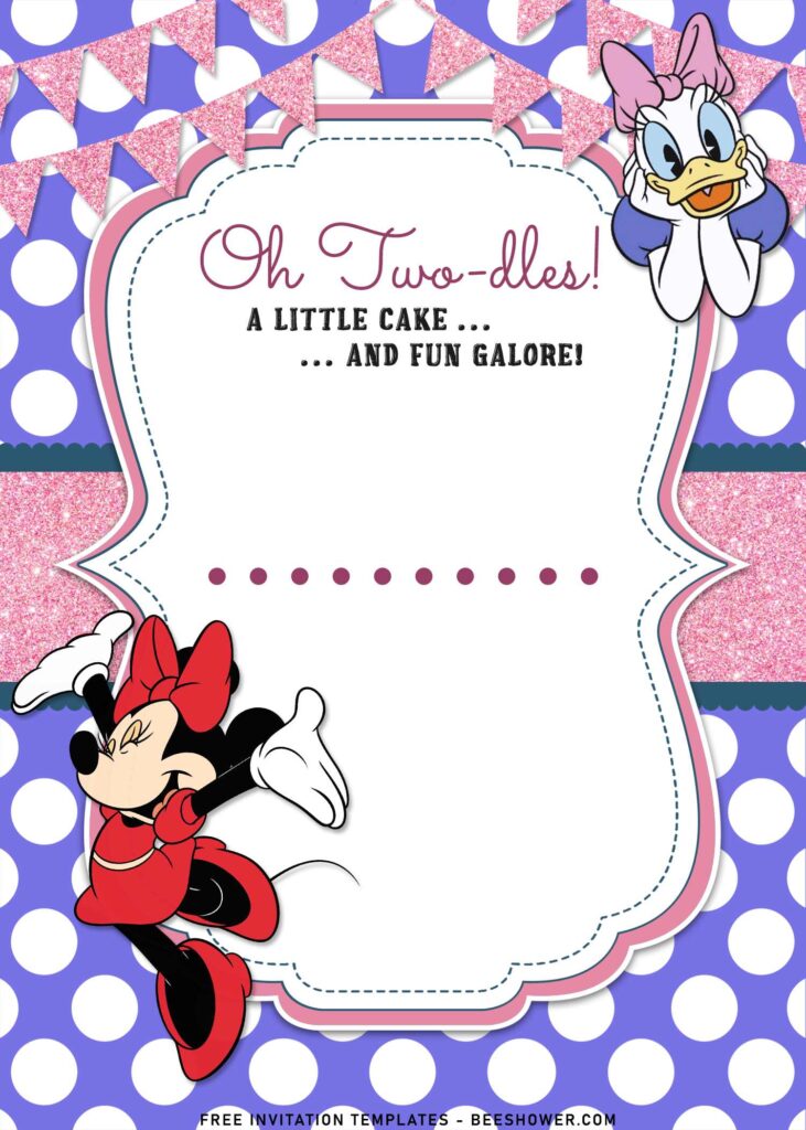 11+ Minnie Mouse And Daisy Joint Birthday Invitation Templates with Minnie in cute pink dress