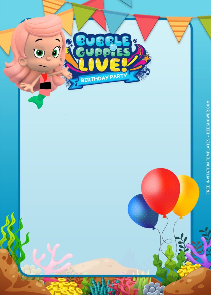 9+ Adorable Bubble Guppies Birthday Invitation Templates with Under The Sea Background