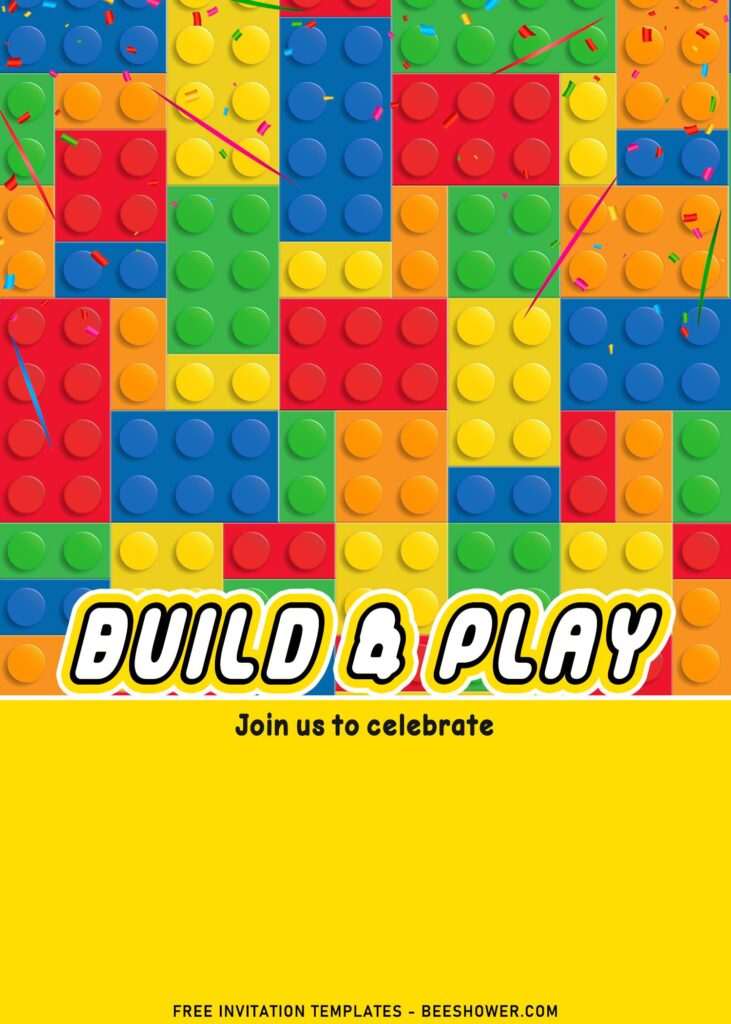 11+ Fun Building Blocks Party Birthday Invitation Templates with 