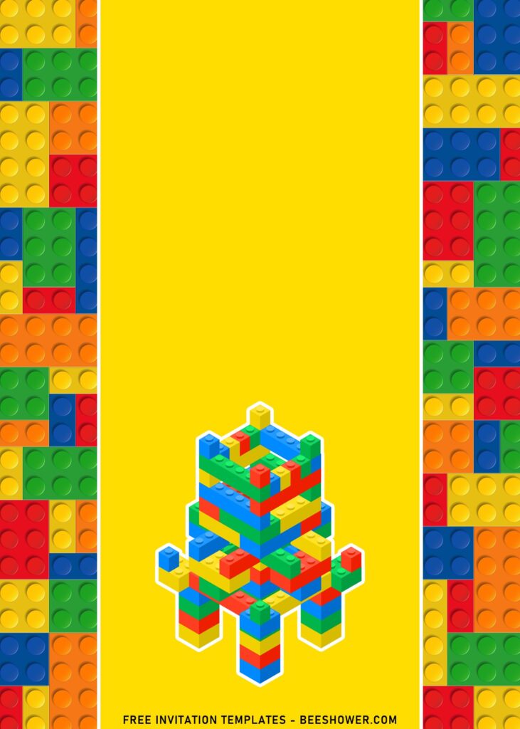 11+ Fun Building Blocks Party Birthday Invitation Templates with Lego Tower Brick
