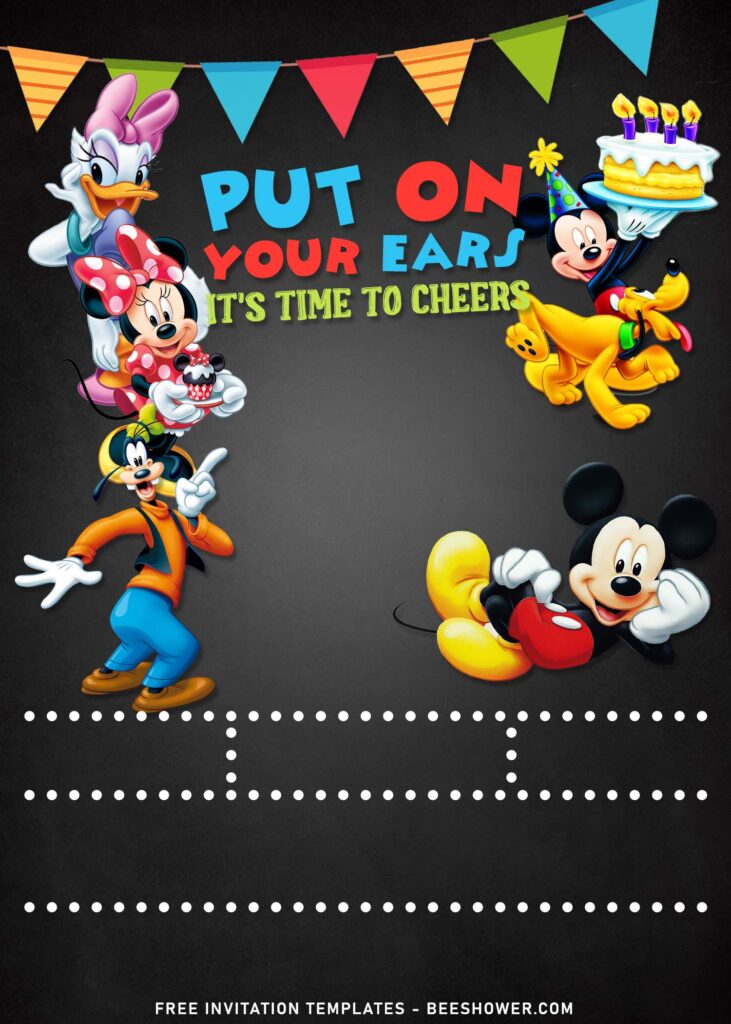 10+ Mickey Mouse Chalkboard Birthday Invitation Templates with Minnie Mouse And Daisy