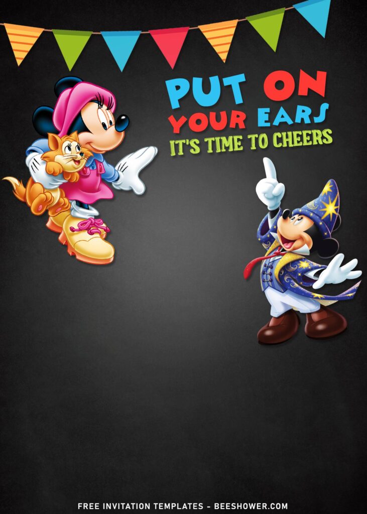 10+ Mickey Mouse Chalkboard Birthday Invitation Templates with Wizard Mickey