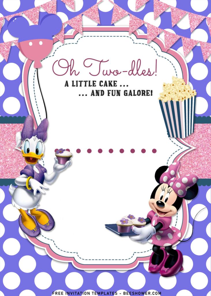 11+ Minnie Mouse And Daisy Joint Birthday Invitation Templates with Popcorn