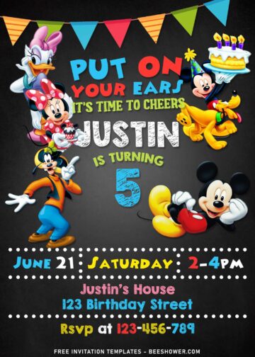 10+ Mickey Mouse Chalkboard Birthday Invitation Templates | Beeshower