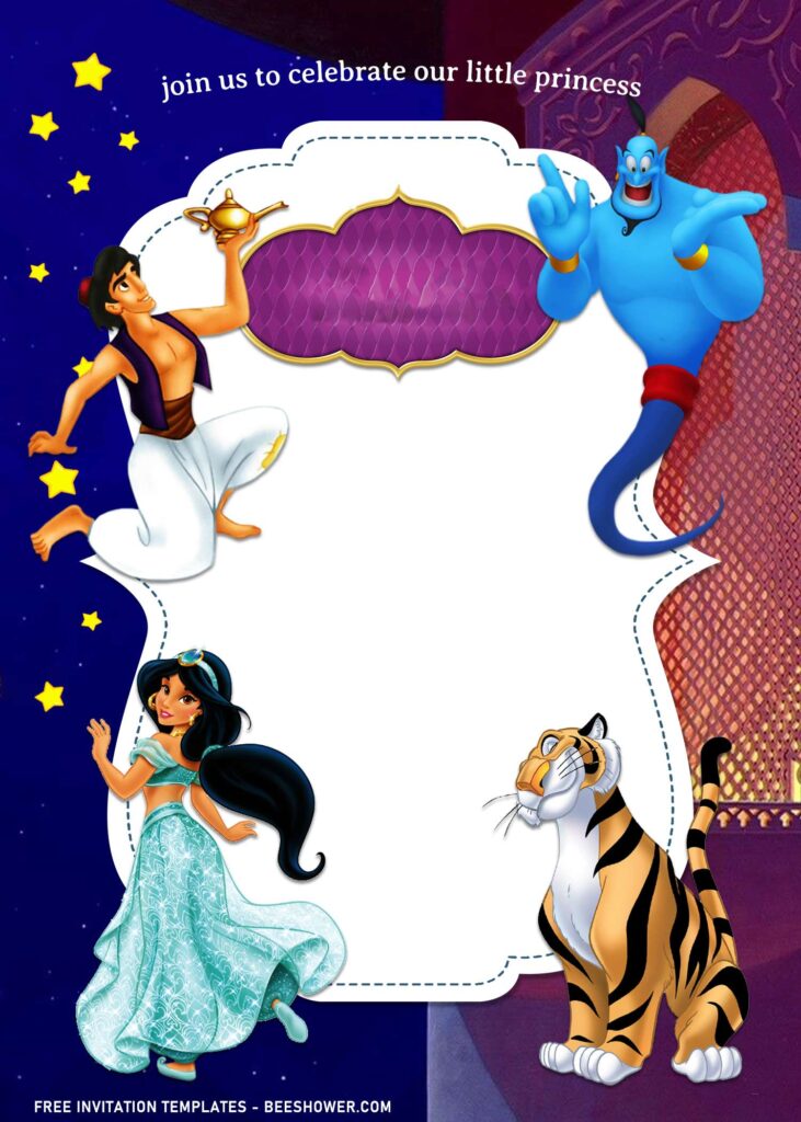 7+ Aladdin Birthday Invitation Templates with Jasmine and Rajah