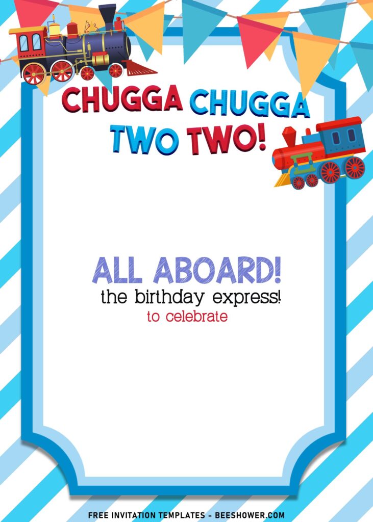 7+ Choo Choo Train Baby Shower Invitation Templates with Cartoon Train and party garland