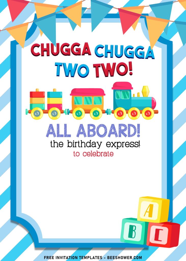 7+ Choo Choo Train Baby Shower Invitation Templates with cute kids toys