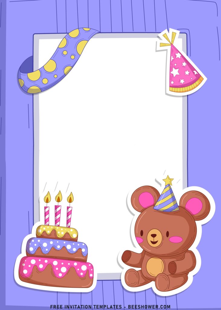 7+ Festive Birthday Invitation Templates For Kids Birthday with adorable teddy bear doll