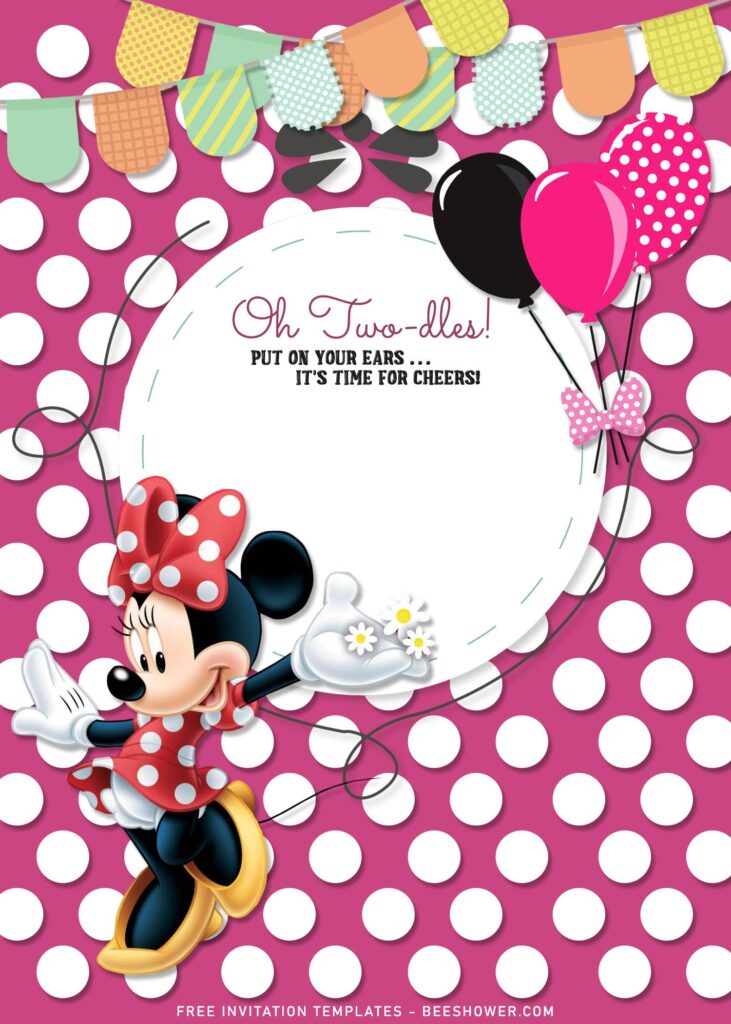 7+ Minnie Mouse Baby Shower Invitation Templates with Pink balloons